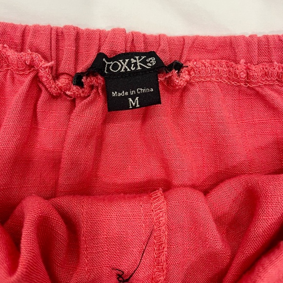 TOXIK | Women's Coral Pink Linen Strapless Romper NWOT MEDIUM - Picture 6 of 9